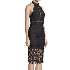 Bardot Black Lace Halter Midi Dress